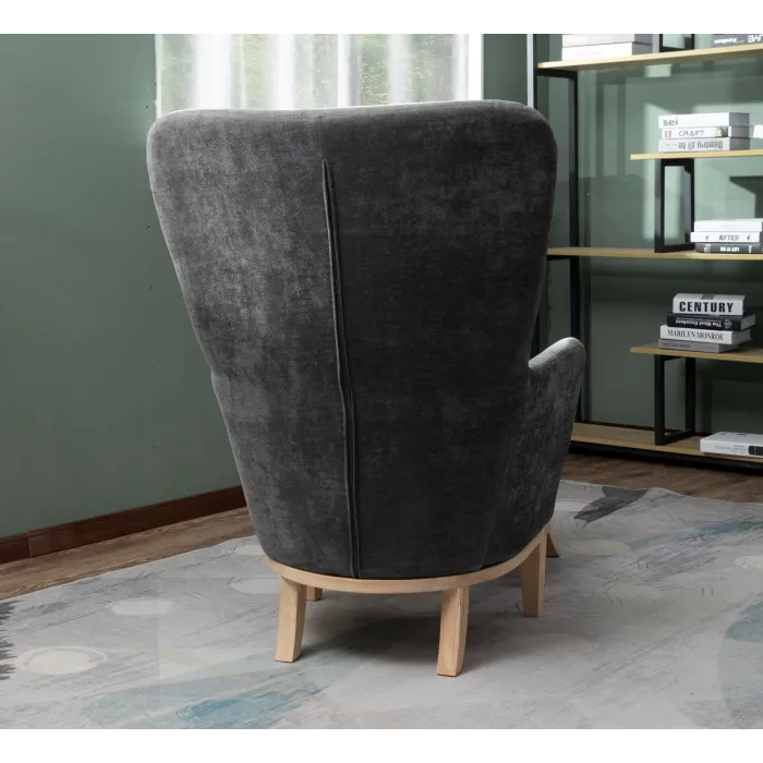 1986 Chair & Footstool - Dark Grey