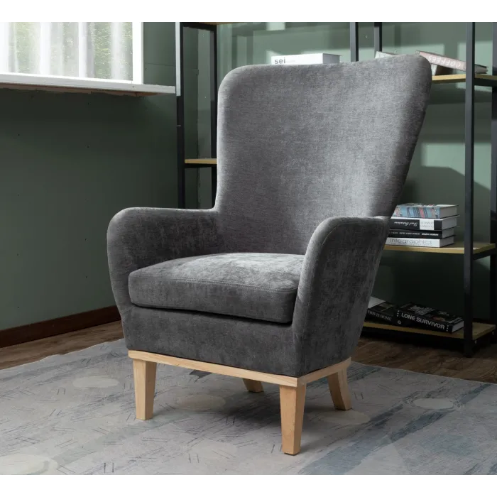 1986 Chair & Footstool - Dark Grey