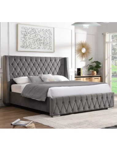 Upholstered bed store dark grey