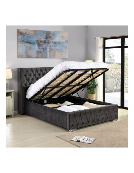 Jersey 4FT6 Bedframe - Dark Grey Fabric