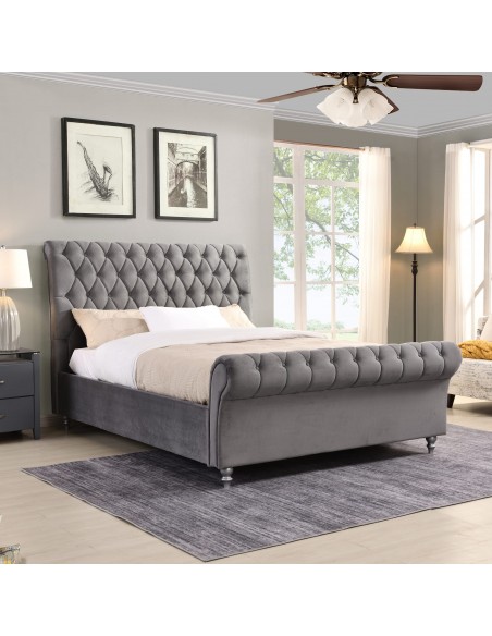 Kilkenny 4FT6 Bedframe - Grey Velvet