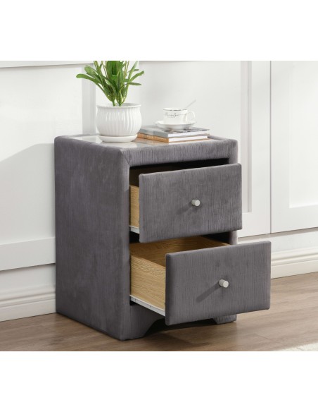 Kilkenny Bedside Locker - Grey Velvet