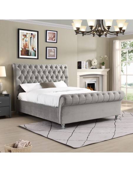 Kilkenny 4FT6 Bedframe - Silver Velvet