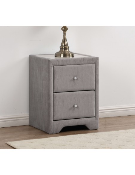 Kilkenny Bedside Locker - Silver Velvet