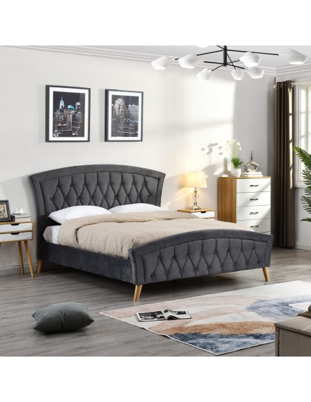 Kingston 4FT6 Standard Bedframe - Grey Velvet