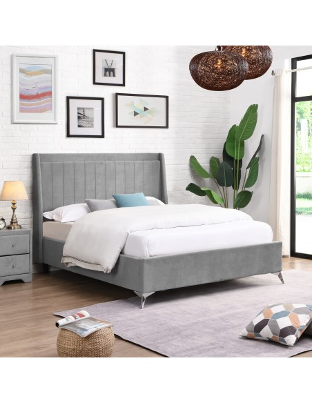 Mayo 4FT6 Bedframe - Grey Fabric