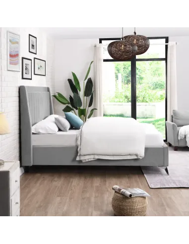 Mayo 4FT6 Bedframe - Grey Fabric