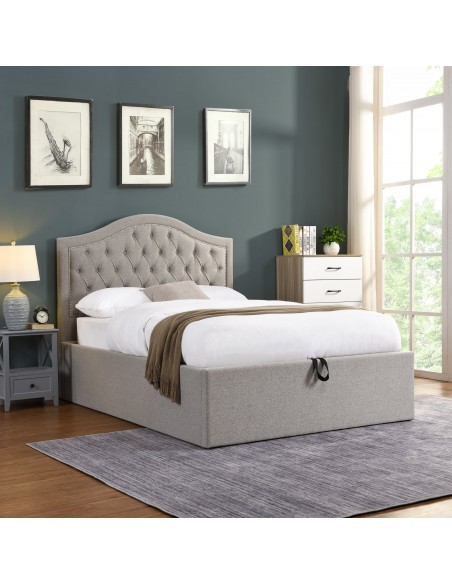 Oasis 4FT6 Bedframe & Hogan Headboard - Linen Grey