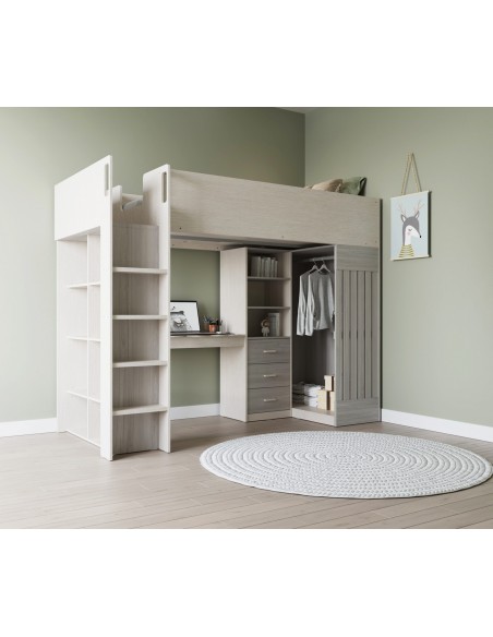 Jupiter High Sleeper Bedframe - White/Grey