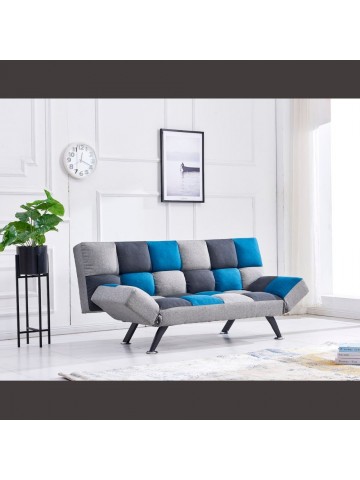 Milburn Sofa Bed - Teal/Grey Patchwork