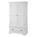 Bella Double Wardrobe with Drawer - White