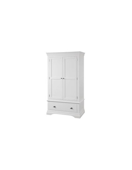 Bella Double Wardrobe with Drawer - White