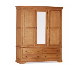 Delta Triple Wardrobe with Drawers - French Oak | furniture shop carlow, furniture carlow, furniture naas, furniture wexford, furniture ireland, furniture stores dublin