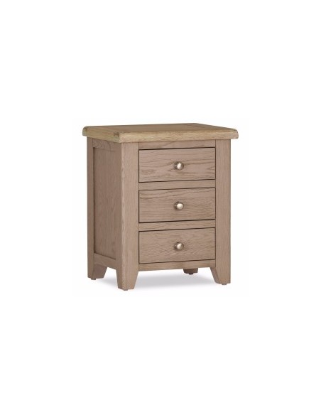 Salou 3 Drawer Bedside Locker - Whitewash Brushed Oak