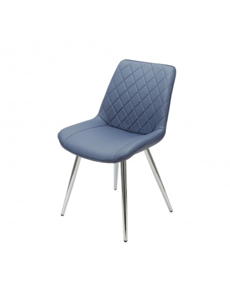 Silvia Dining Chair - Blue PU/Chrome Legs