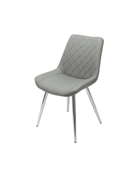 Silvia Dining Chair - Grey PU/Chrome Legs