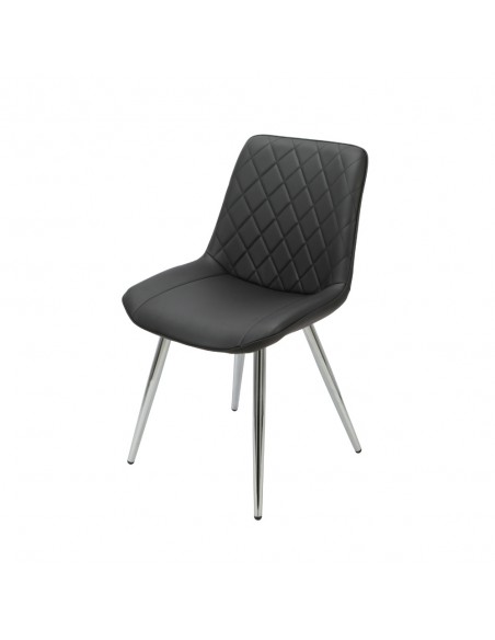 Silvia Dining Chair - Black PU/Chrome Legs