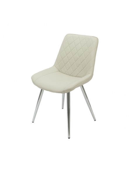 Silvia Dining Chair - Taupe PU/Chrome Legs