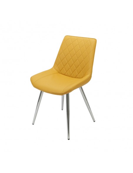 Silvia Dining Chair - Yellow PU/Chrome Legs