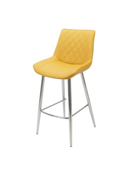 Silvia Bar Stool - Yellow PU/Chrome Legs