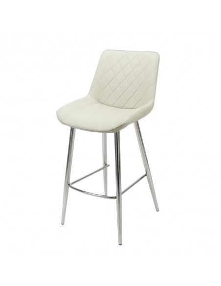 Silvia Bar Stool - Taupe PU/Chrome Legs