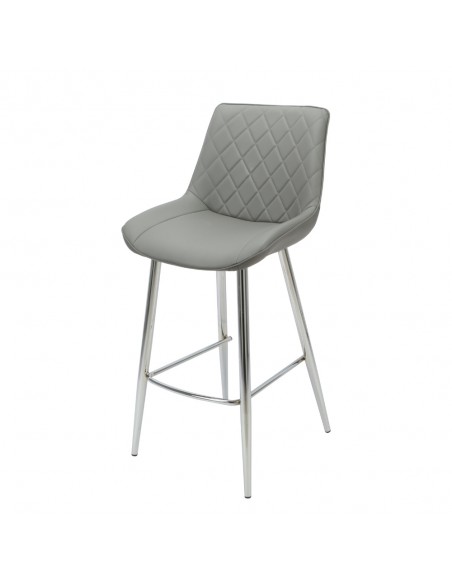 Silvia Bar Stool - Grey PU/Chrome Legs