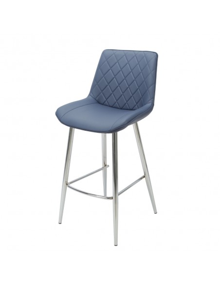 Silvia Bar Stool - Blue PU/Chrome Legs