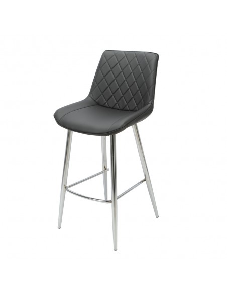 Silvia Bar Stool - Black PU/Chrome Legs