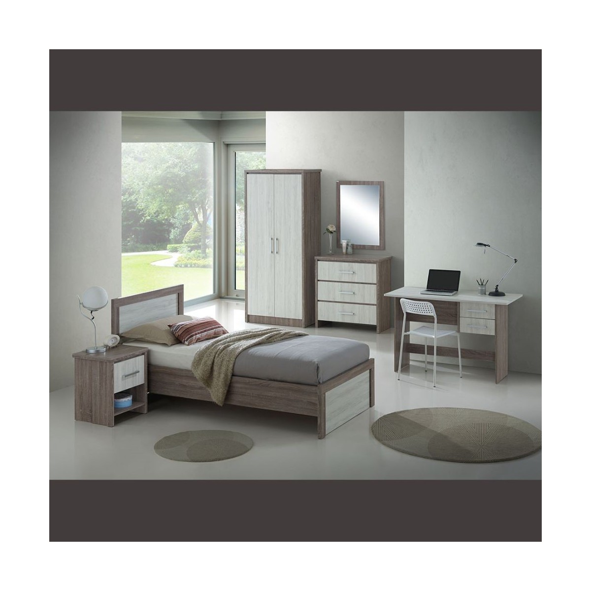 Lucy 1 Drawer Bedside Locker - Sonoma/Grey Oak