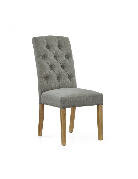 Gia Button Back Dining Chair – Grey/Oak