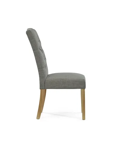 Gia Button Back Upholstered Chair - Grey