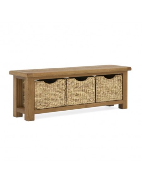 Astoria Bench with Baskets - Warm Wax