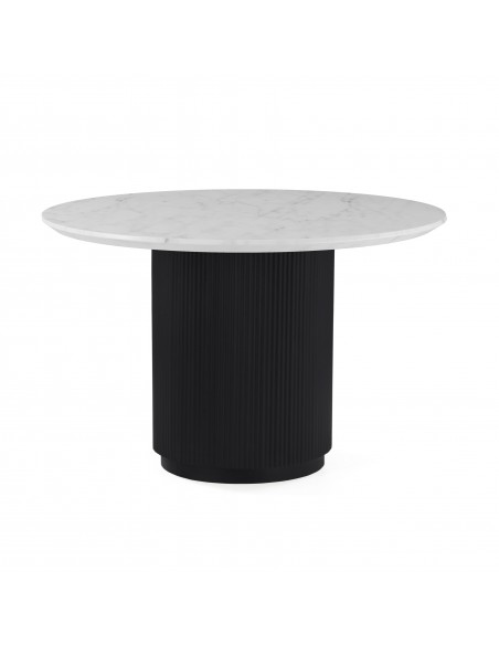 Lantine Round Dining Table - Mango Charcoal/Marble