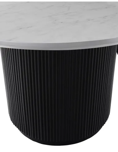 Lantine Round Dining Table - Mango Charcoal/Marble