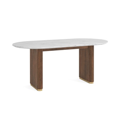 Milo Oval Dining Table - Mango Wood/Marble Top