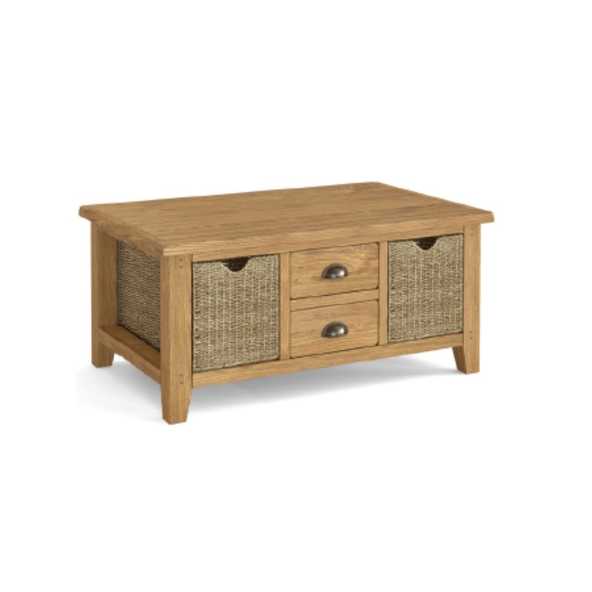 Blake Large Coffee Table with Basket Oak