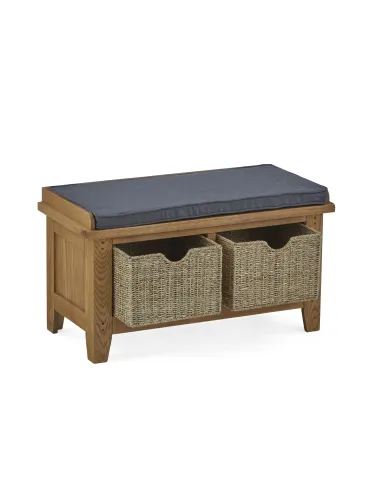 Blake Hallway Bench With Basket - Oak