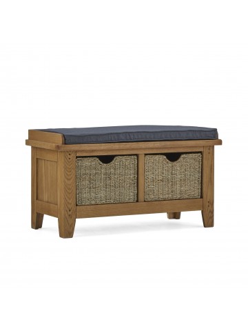 Blake Bench with Baskets - Oak