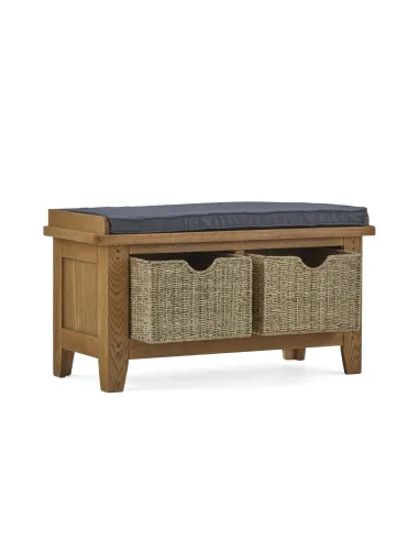 Blake Hallway Bench With Basket - Oak