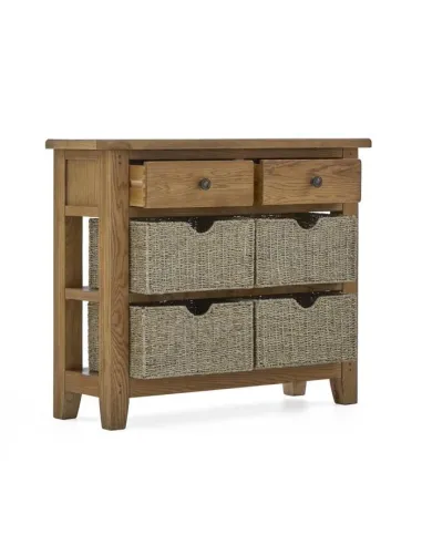 Blake Console Table With Basket - Oak