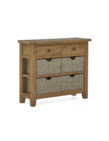 Blake Console Table With Basket - Oak