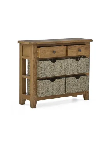 Blake Console Table With Basket - Oak