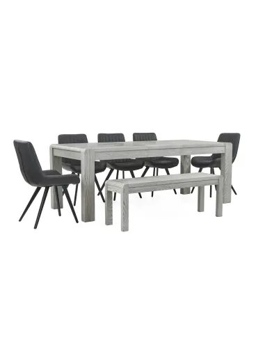 Tulip Extending Dining Table - Grey Stain Oak