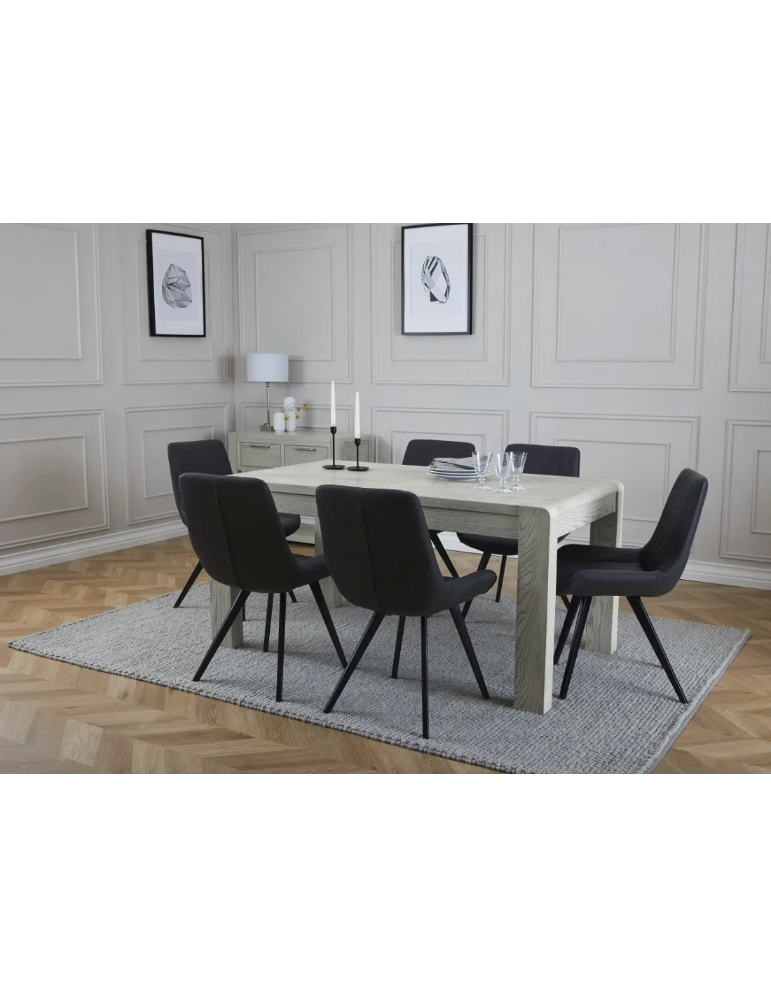 Tulip Extending Dining Table Grey Stain Oak