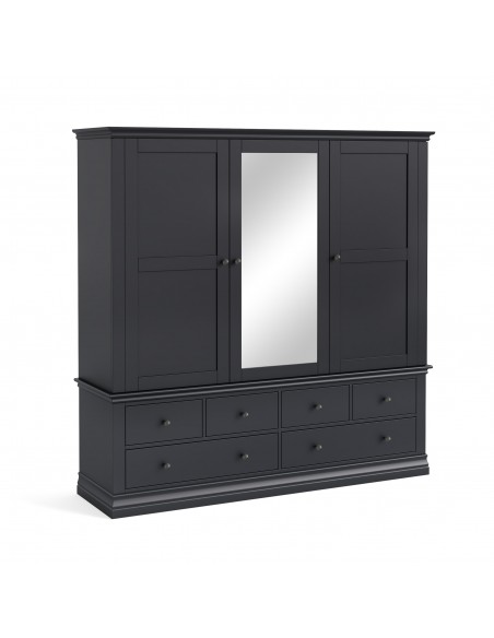 Weston Triple Wardrobe w/ 6 Drawers – Charcoal