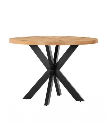 Century 1100mm Round Dining Table - Oak/Black