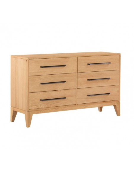 Century 6 Drawer Chest - Oak/Black