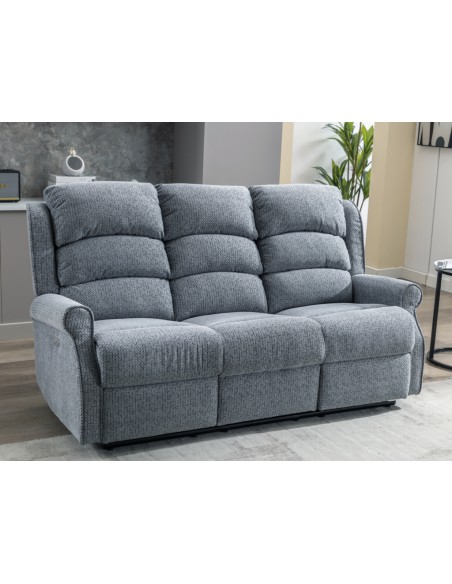 Drancy 3 Seater Electric Recliner Sofa - Steel Blue