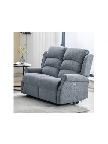 Drancy 2 Seater  Electric Recliner Sofa - Steel Blue