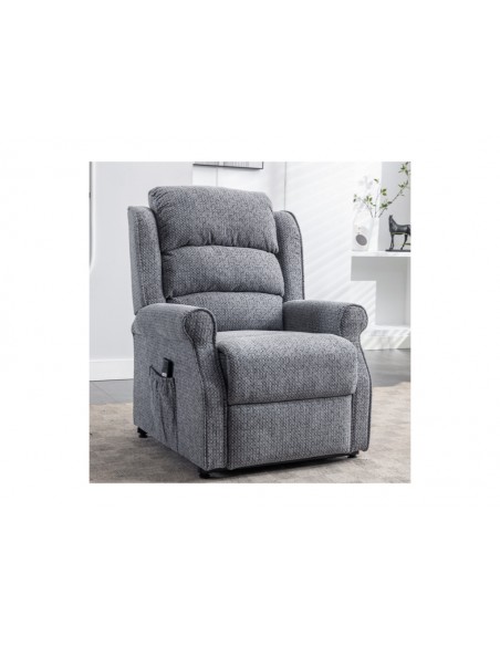 Drancy Single Motor Lift & Tilt Recliner Armchair - Steel Blue